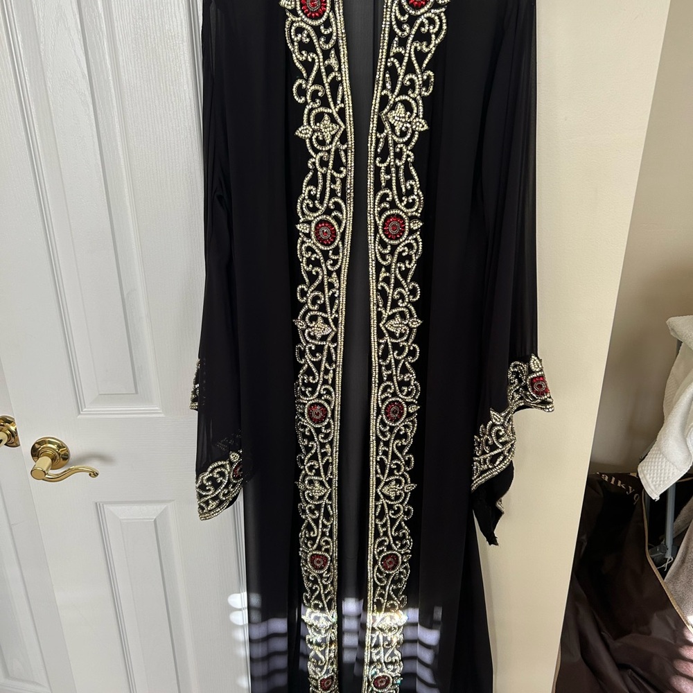 Elegant Black Embroidered Women'sEvening dress ! Hand made